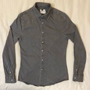 Topman long sleeve collared button up grey shirt sz M